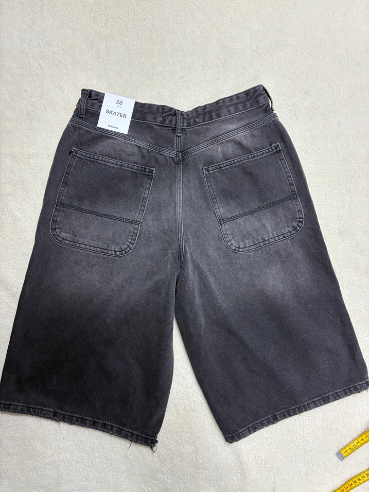 Gri Erkek Midi Denim Şort - Görsel 4