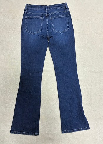 Düğmeli Lacivert Normal Boy Kadın Kot Pantolon - Görsel 2