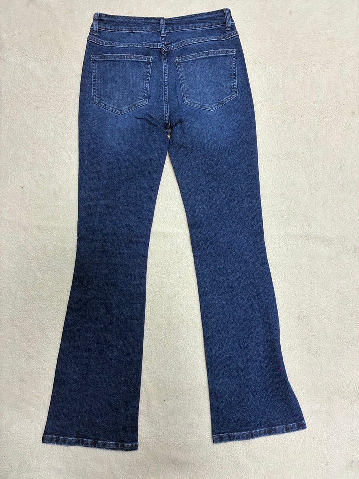 Düğmeli Lacivert Normal Boy Kadın Kot Pantolon - Görsel 2