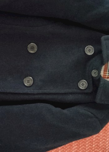 Düğmeli Lacivert Kadın Midi Kaban - Görsel 3