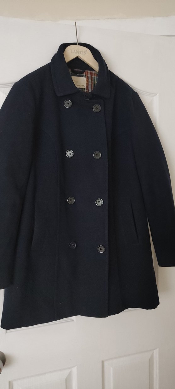 Düğmeli Lacivert Kadın Midi Kaban - Görsel 2