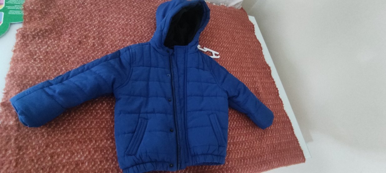 Düğmeli Koyu Mavi Erkek Çocuk Mont - Görsel 5