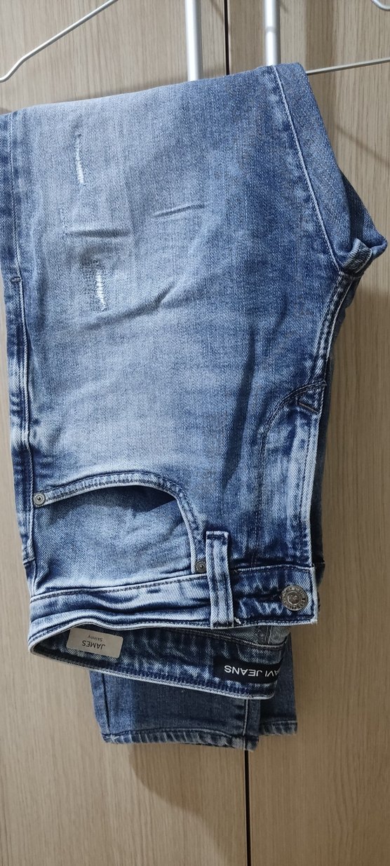 29_30 beden. Erkek Mavi Denim Kemerli Regular Fit Jean - Görsel 2