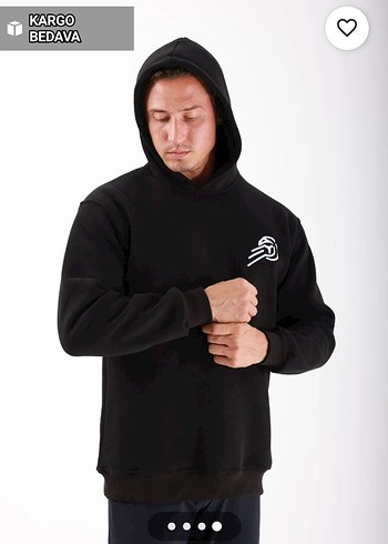 Siyah Erkek Kapüşonlu Sweatshirt - Görsel 2
