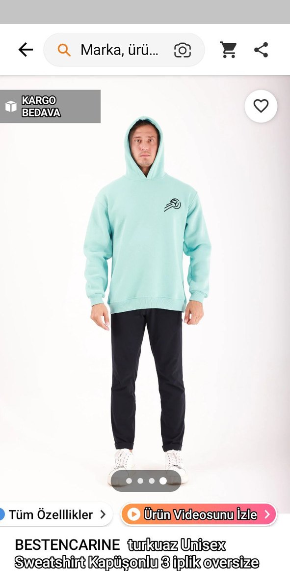 Turkuaz Erkek Sweatshirt Loose Fit - Görsel 2