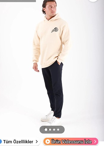 Bej Oversize Erkek Sweatshirt - Görsel 5