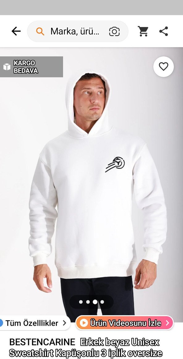 Erkek Bayan Beyaz Rahat Kesim Sweatshirt - Görsel 2