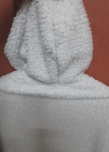 Kız Çocuk Düğmeli Beyaz Panço - Görsel 3