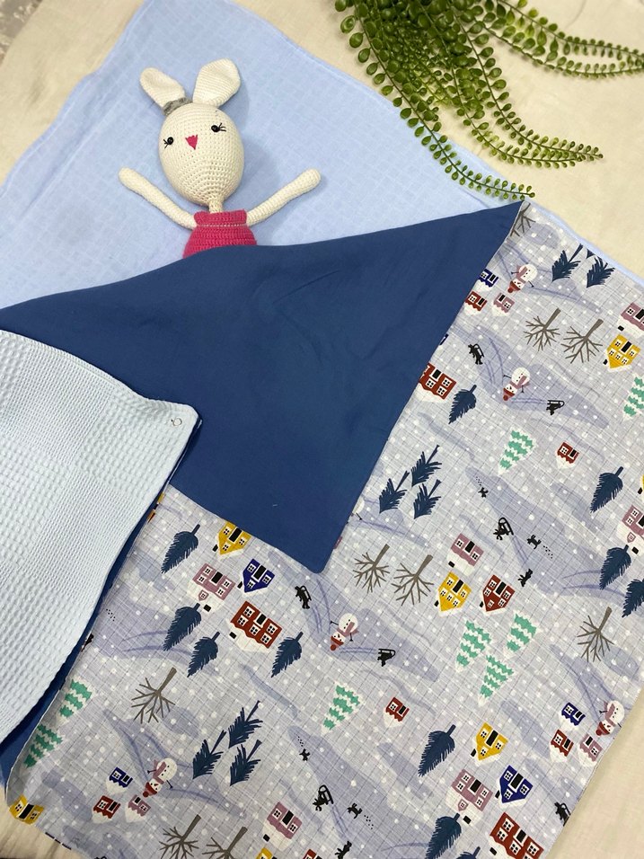 Kış temalı hastane seti iki adet örtü+ağız mendili+omuz örtüsü - Görsel 3