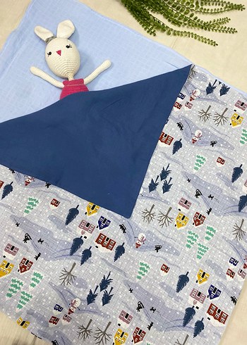 Mavi Desenli Bebek Örtü Seti - Görsel 2