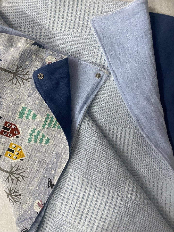 Mavi Desenli Bebek Örtü Seti - Görsel 4