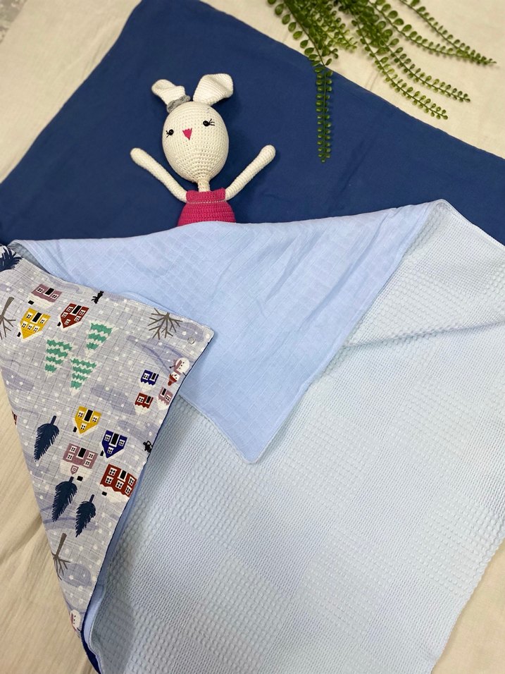 Mavi Desenli Bebek Örtü Seti - Görsel 3