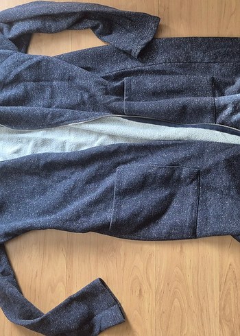 Gri Kapüşonlu Uzun Hamile Montu - Görsel 5