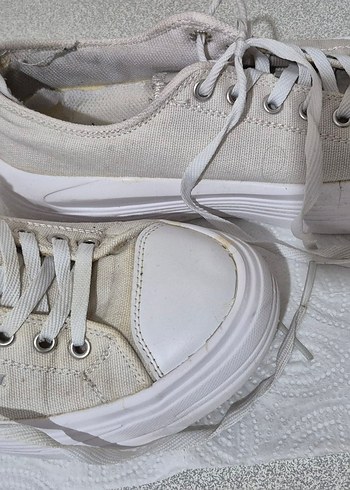 Kadın Keten Beyaz Spor Ayakkabı - Görsel 2
