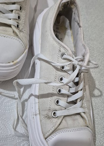 Kadın Keten Beyaz Spor Ayakkabı - Görsel 3