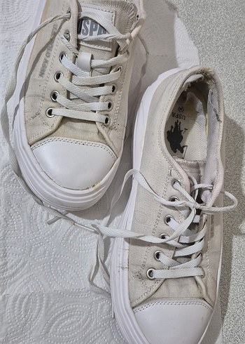 Kadın Keten Beyaz Spor Ayakkabı - Görsel 4