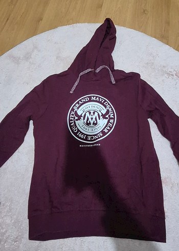 Bordo Kapüşonlu Uzun Kollu Sweatshirt orijinal mavi - Görsel 2