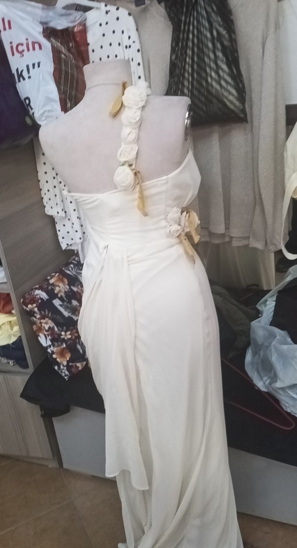 Beyaz Straplez Uzun Bohem Gelinlik teklif ver - Görsel 2