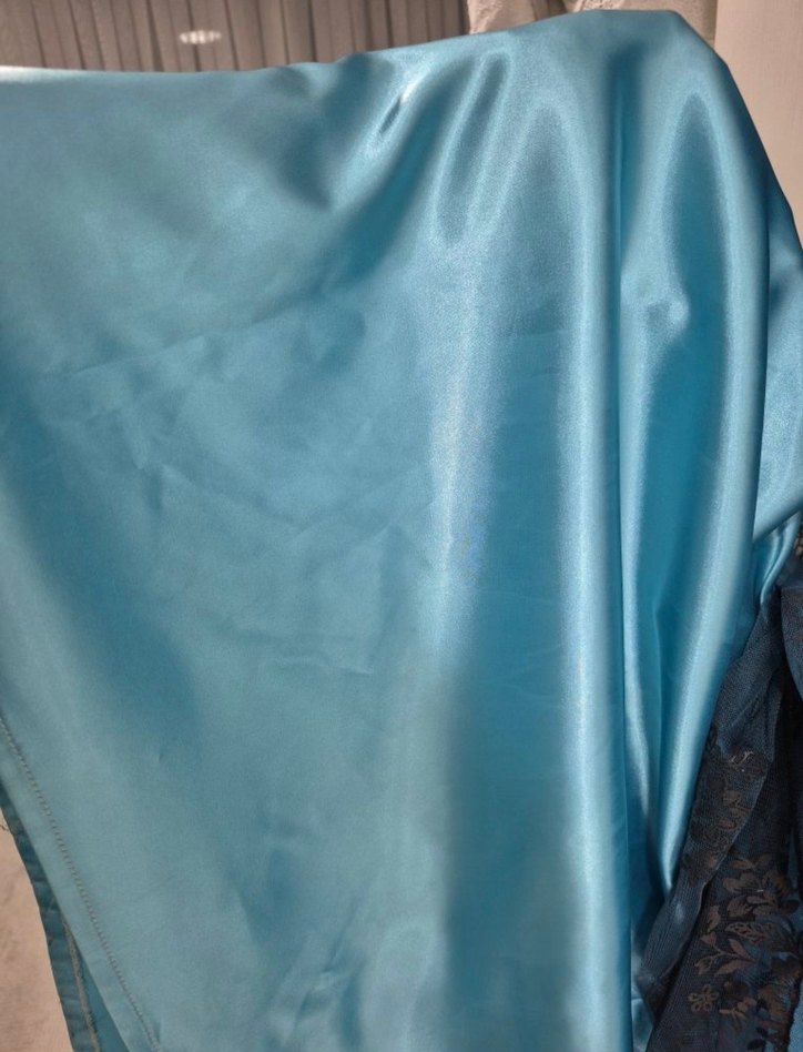 Siyah Kemerli Turkuaz Straplez Gotik Abiye - Görsel 5