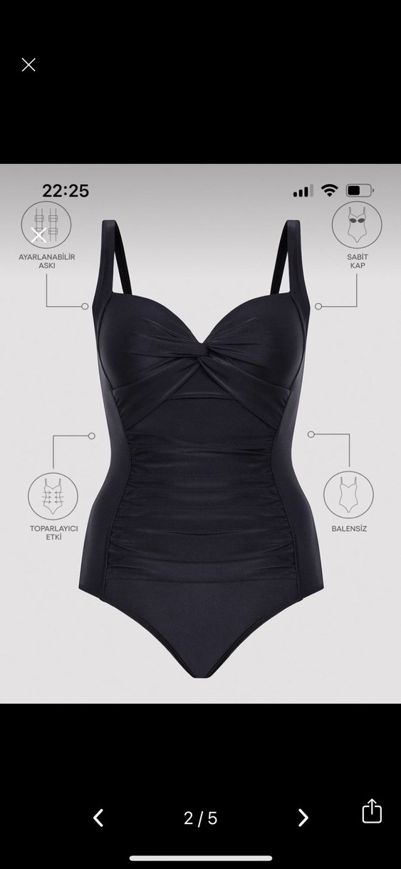 Siyah İnce Askılı Kadın Mayo - Görsel 2