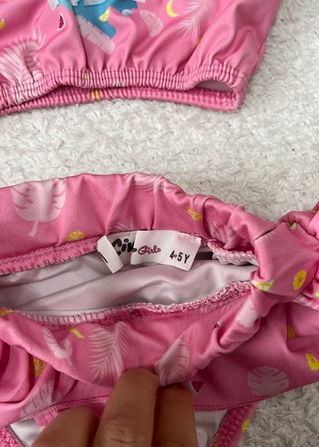 Pembe Baskılı Kız Çocuk Bikini Takımı - Görsel 3