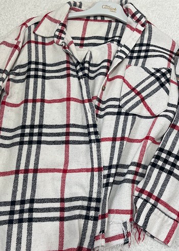 Kadın ekose Gri Beyaz Kareli Uzun Kollu Gömlek - Görsel 3