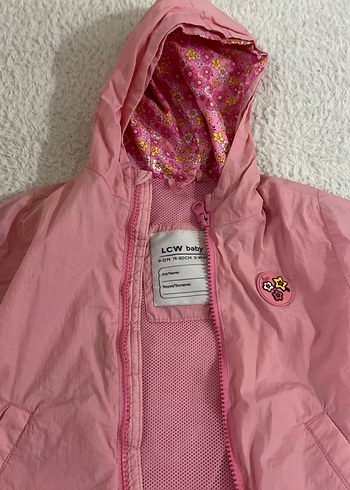 Kız Çocuk Pembe Kapüşonlu Fermuarlı Yağmurluk - Görsel 2