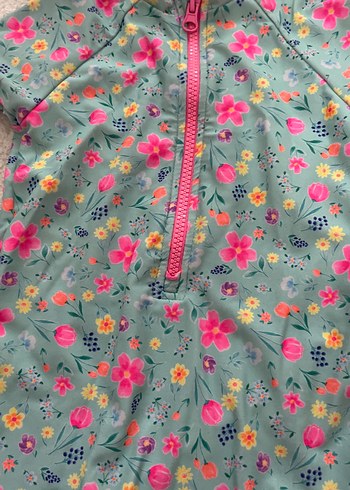 Çiçek Desenli Kız Çocuk Kısa Kollu Mayo - Görsel 2