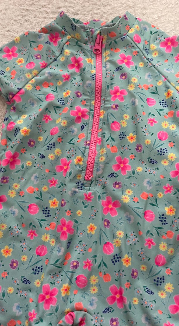 Çiçek Desenli Kız Çocuk Kısa Kollu Mayo - Görsel 2