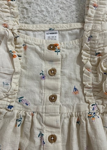 Kız Çocuk Nakışlı Pamuklu Düğmeli Elbise - Görsel 2