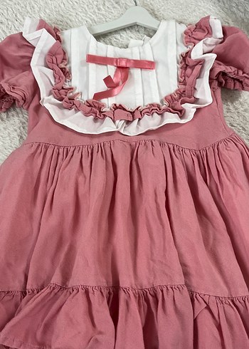Pembe Kız Çocuk Fırfırlı Elbise - Görsel 2