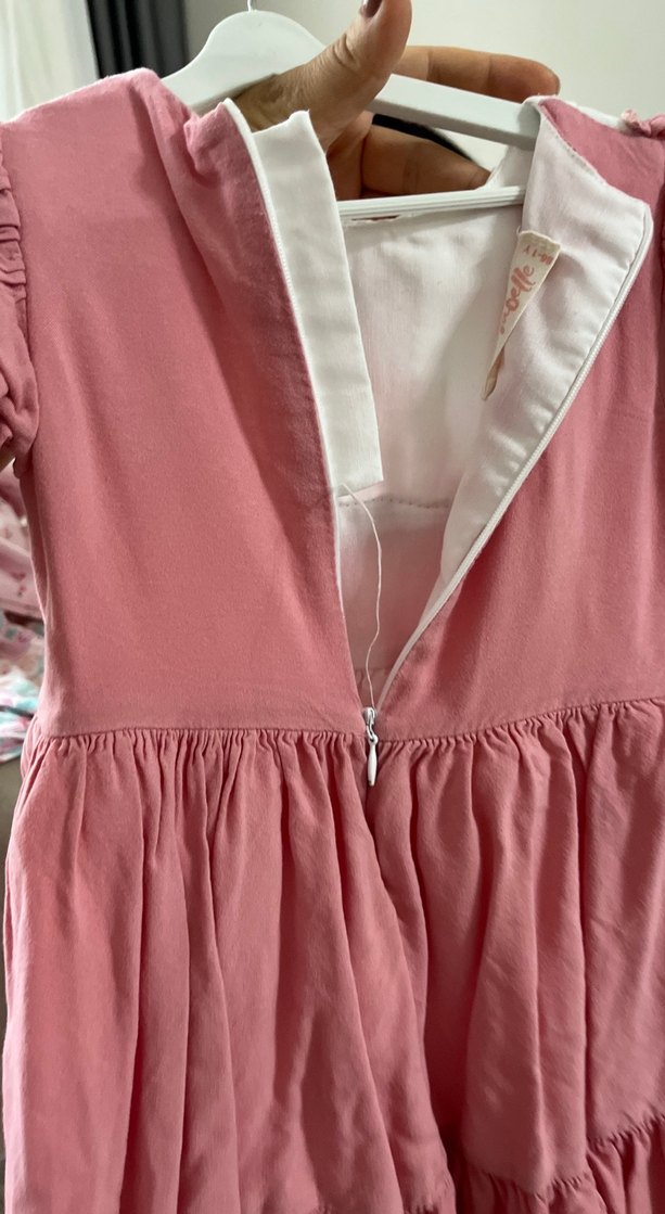 Pembe Kız Çocuk Fırfırlı Elbise - Görsel 4