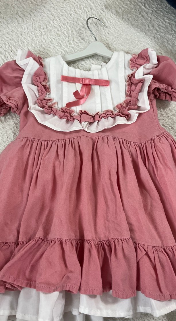 Pembe Kız Çocuk Fırfırlı Elbise - Görsel 2