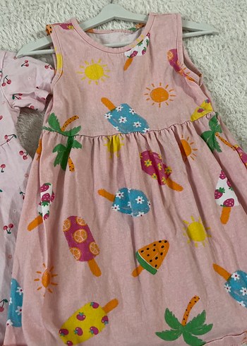 Kız Çocuk Pamuklu Desenli Elbise - Görsel 3