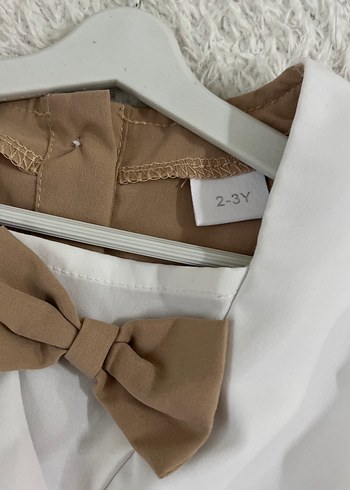 Bej Kız Çocuk Fırfırlı Elbise - Görsel 3