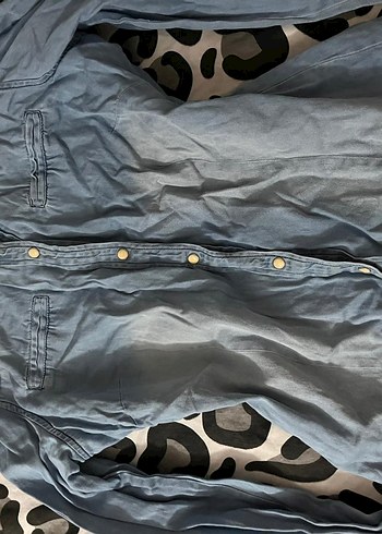 Nakışlı Mavi Denim Gömlek/Ceket - Görsel 2