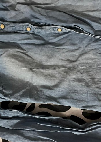 Nakışlı Mavi Denim Gömlek/Ceket - Görsel 7