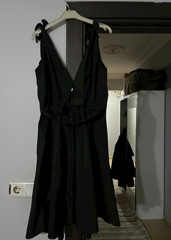 Siyah V Yaka Kadın Elbise - Görsel 3