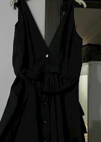 Siyah V Yaka Kadın Elbise - Görsel 5