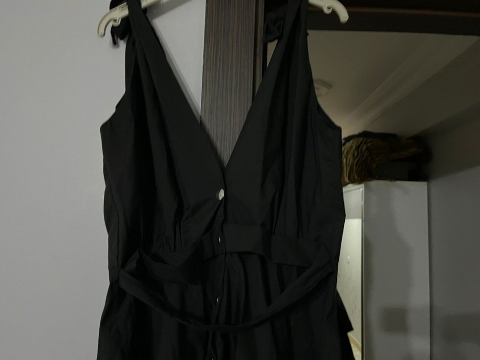 Siyah V Yaka Kadın Elbise - Görsel 4