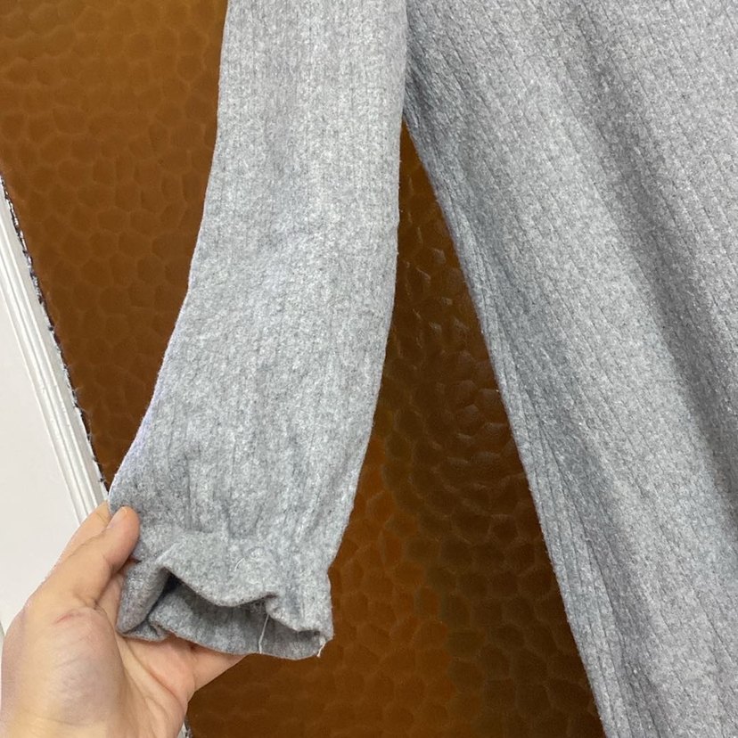 Gri Uzun Keten Elbise - Görsel 2