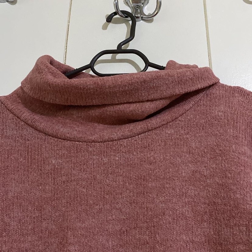 Kadın pudra Yüksek Yaka Salaş Kazak - Görsel 4