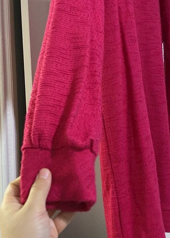 Pembe Uzun Kollu Triko Midi Tunik - Görsel 2