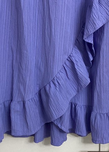 Kadın Mor Uzun Keten Fırfırlı Etek - Görsel 2