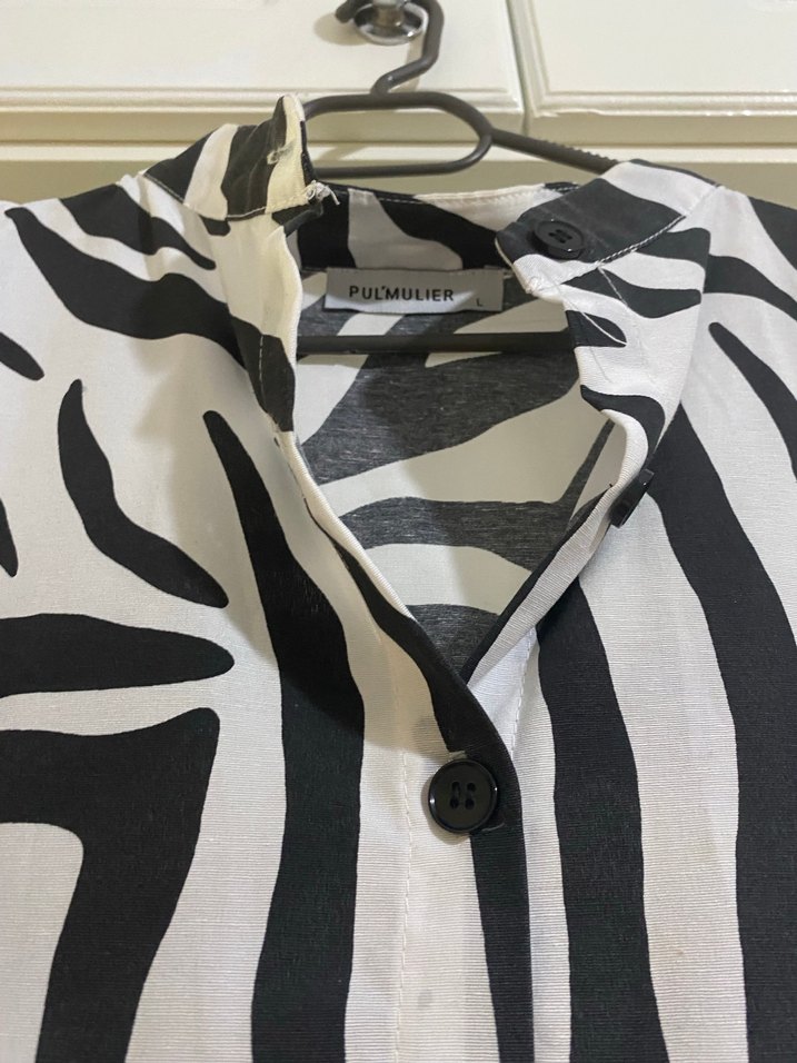 Zebra Desenli Uzun Kollu Uzun Elbise - Görsel 4