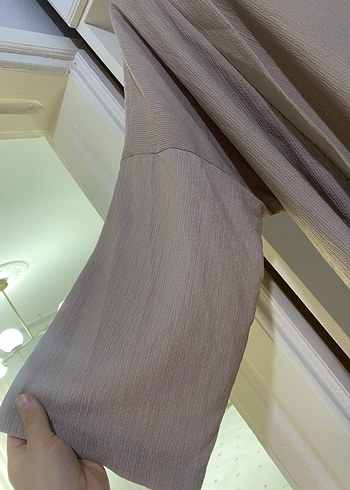 Bej Keten Midi Kadın Ceket - Görsel 3