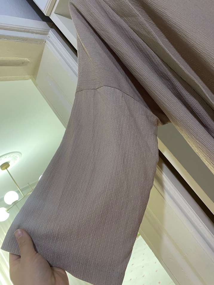 Bej Keten Midi Kadın Ceket - Görsel 3