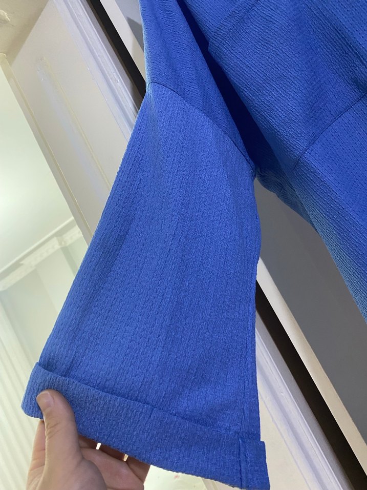 Mavi Keten Midi Gömlek - Görsel 2