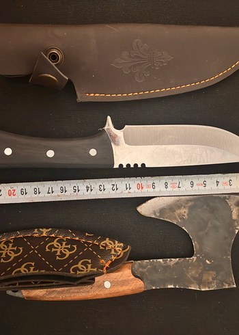 Kahverengi Saplı Bıçak ve Balta Seti - Görsel 3