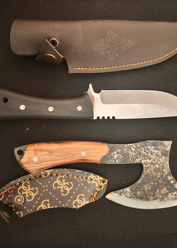 Kahverengi Saplı Bıçak ve Balta Seti - Görsel 2